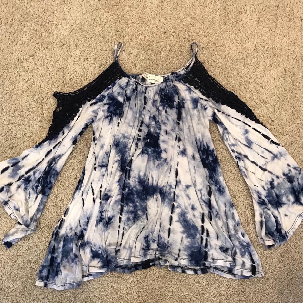 Vintage Havana tie dye cold shoulder top